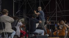 Imagen de un ensayo de la Real Filharmon�a de Galicia.