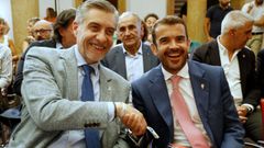 El presidente del Real Oviedo, Mart�n Pel�ez y el presidente ejecutivo del Real Sporting de Gij�n, Jos� Riestra