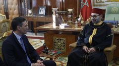 Pedro S�nchez y Mohamed VI durante un encuentro en Rabat (Marruecos) en el 2022.