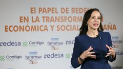 Imagen de archivo de la presidenta de Redeia, Beatriz Corredor, durante un desayuno informativo.