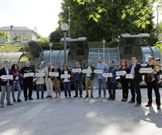 Vence e os candidatos do BNG xunto ao intercambiador. 