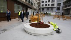 Obras de mejora urbana en el entorno de Benito Corbal, en Pontevedra