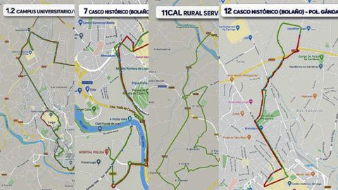 Diferentes líneas del nuevo modelo de bus urbano de Lugo