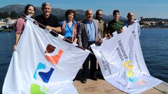Cachafeiro, Fajardo, Garca, Vidal, Bustelo, Prez y Vzquez, en la presentacin de la Bandeira Barbanza Arousa.