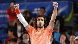 Carlos Alcaraz celebra su pase a la final de Tokio.