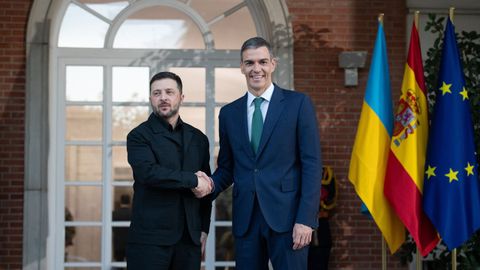 Volodmir Zelenski y Pedro Snchez en La Moncloa.