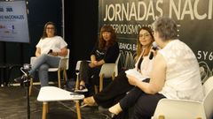 Mercedes Moralejo, Ana Guantes, Patricia Rodr�guez Juste y Mila Alonso, en la mesa redonda sobre mujer y periodismo deportivo celebrada este lunes en Bala�dos.
