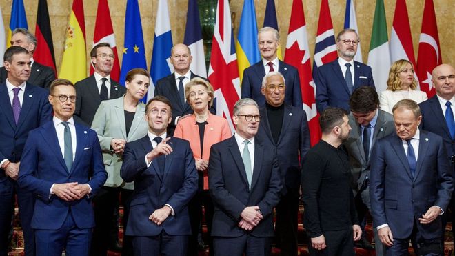 Lderes europeos y de la OTAN durante la cumbre celebrada a principios de mes en Londres para hablar de la guerra de Ucrania y la seguridad europea