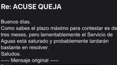 Respuesta que recibi� un lucense que se quej� por la factura del agua en Lugo