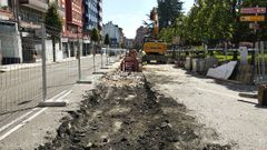 Obras de ampliaci�n del colector bajo la calle Fuertes Acevedo, en la zona oeste de Oviedo