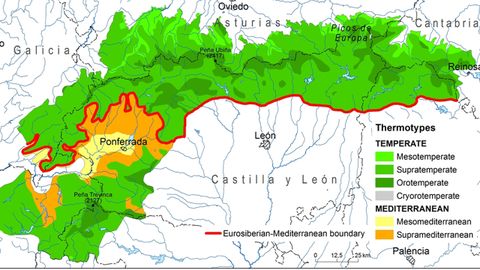 Cartograf�a de los pisos bioclim�ticos de la Cordillera Cant�brica