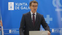 Feijoo, durante la rueda de prensa tras el Consello de la Xunta