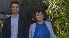 Borja Verea y Goretti Sanmartn, fotografiados antes de un debate en la pasada campaa electoral