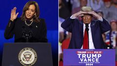 Kamala Harris y Donald Trump ensendos actos de campaa