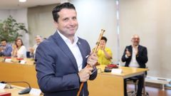 Romero, en el pleno en el que fue elegido alcalde de Boiro por segunda vez.