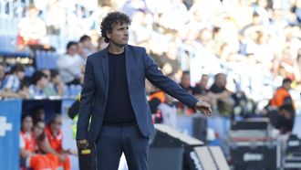 Imanol Idiakez, durante un partido en su etapa como entrenador del Deportivo.