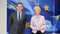 Alberto N��ez Feijoo tras su reuni�n con �rsula Von der Leyen.