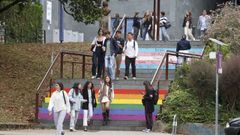 Estudiantes de la Universidade de Santiago, en el inicio de este curso