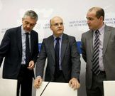 Javier Bobe, Jos� Manuel Baltar y Javier Mart�nez, ayer.