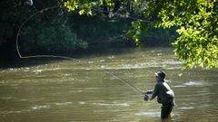 Pesca de salm�n en el r�o Ulla.