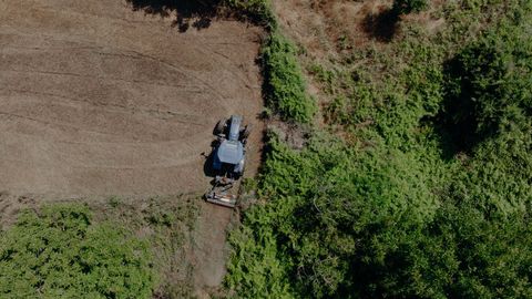 Un tractor desbrozando fincas el jueves en Bobor�s.