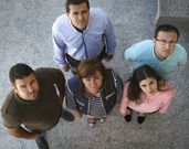 De izquierda a derecha Pazos, Pombo, Ucha, Garc�a y Asp�rez, candidatos en Mea�o. 