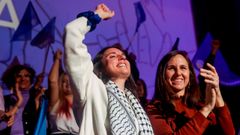 Irene Montero y Ione Belarra, en la presentacin de las primarias de Podemos.