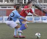 Santi durante el partido del domingo en Carballo. 