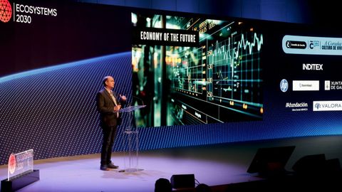 Omar Hatamleh, organizador del Ecosystems 2030, durante la inauguracin del foro en A Corua