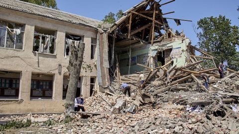 Edificio destruido en J�rkov, Ucrania