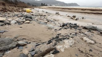 Los fuertes temporales de este invierno han dejado al descubierto los restos arqueol�gicos de la villa de Estaba��n, en la playa de Area (Viveiro)