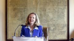 Nadia Calvi�o, durante su discurso