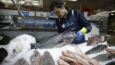 Marisco y pescado en la coruesa Plaza de Lugo