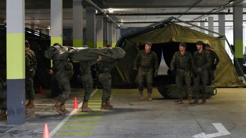 El ejrcito inici jueves la instalacin de un hospital militar de campaa de unos 400 metros cuadrados, junto a la zona de Urgencias del HUCA