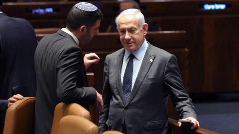 Netanyahu, durante la sesin del lunes en el Parlamento israel.