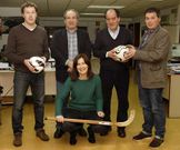 Francisco Toba (Fisober), Jos� Garc�a (Federaci�n de F�tbol), Luciano Calvo (Berganti�os), Silveira (Cerceda) e Isabel Berm�dez (Pat�n).