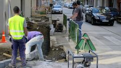 Obras de instalaci�n de la nueva tra�da en la Corredoira, que se estren� en el 2016