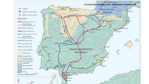 El mapa de la invasin musulmana de la pennsula