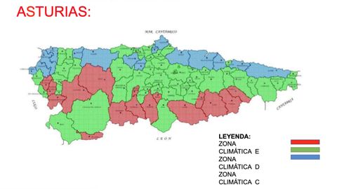 Mapa de las zonas clim�ticas en Asturias