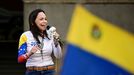 La l�der opositora venezolana, Mar�a Corina Machado, galardonada con el premio Nobel, durante un mitin en Caracas en enero del 2025.