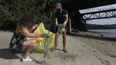 Recogida de basura en las playas de A Corua