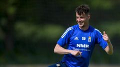 Sergio Tejera, durante el entrenamiento de hoy en El Requexn