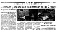 Recorte de prensa de un art�culo sobre la Revoluci�n de octubre de 1934