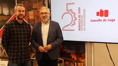 El alcalde, Miguel Fern�ndez, y el teniente de Alcalde, Rub�n Arroxo, presentaron los actos del 25 aniversario de la Muralla como Patrimonio Mundial