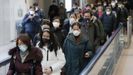 Llegada de pasajeros de la ciudad china de Wuhan  al aeropuerto de Narita en Chiba, Japn