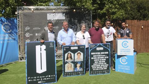 De izquierda a derecha, Marcos G&oacute;mez, Rafa Dom&iacute;nguez, Eva Villaverde, Jordi Lauren, Demetrio G&oacute;mez y Miguel Torres presentaron la segunda edici&oacute;n del Bigsound Pontevedra que arranca este viernes