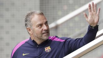 Hansi Flick, a su llegada a un entrenamiento del Barcelona esta temporada.