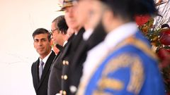 El primer ministro brit�nico, Rishi Sunak, durante un acto instituciona en Londres