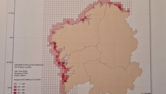 Mapa del muestreo de nasas de pulpo en Galicia, elaborado por el programa de seguimiento auton�mico, incluida en el �Atlas da frota de baixura do litoral de Galicia (2000-2018)�.