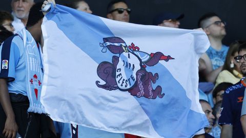 <span lang= gl >Bandeira de A Tapa Celste nas bancadas de Bala�dos.</span>
